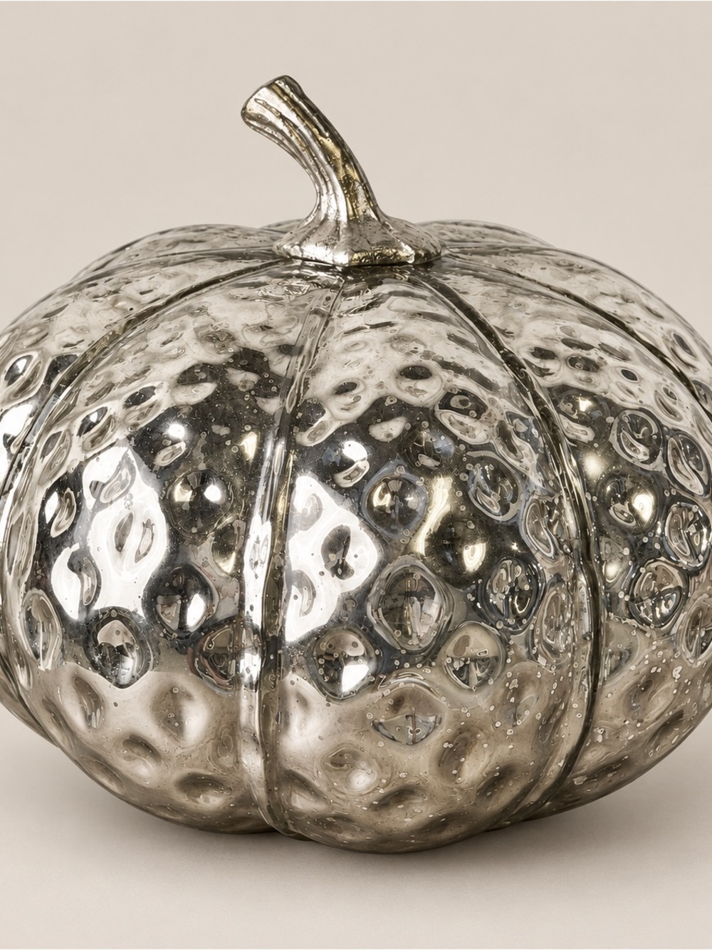 Silver Mercury Glass Pumpkin Fall Halloween Thanksgiving Décor Illuminated